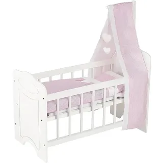 GoKi 51762 - Puppenbett mit Himmel und Bettzeug, Holz/Textil