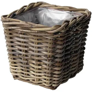 Van der Leeden Quadratischer Korb - Rattan Grau