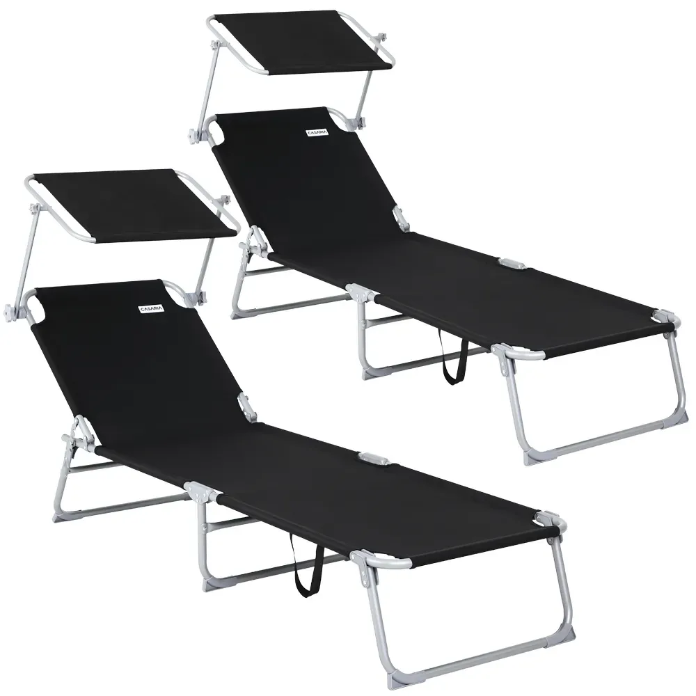 Gartenliege Hawaii 2er-Set Anthrazit Alu 190x60x30cm