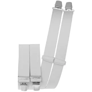 Hosenträger mit 4 extra starken Clips uni Farben - Weiß