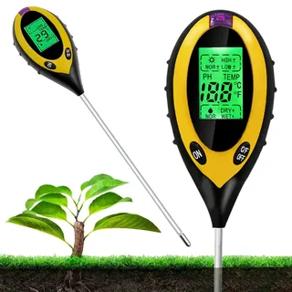 Nizirioo 4 in 1 Bodenmessgerät, Boden-pH-Meter mit Hintergrundbeleuchtung & Feuchtigkeit & Temperatur & Sonnenlicht, Bodentester für Gartenarbeit, Rasen, Bauernhof(Batterien Nicht Enthalten)
