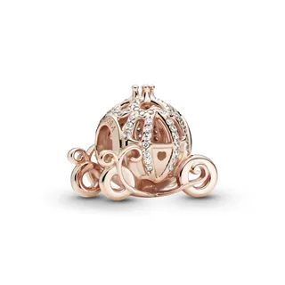 PANDORA Disney, Cinderella's Pumpkin Coach Charm in Roségold mit Bicolor (Sterling-Silber und 14 Karat Gold) und Cubic Zirkonia Steinen aus der Disney x Collection