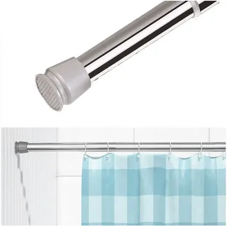 tinycurtains Klemmstange Teleskopstange 70-120 cm oder 111-200 cm Vorhangstange ohne Bohren, Ø 0.22 mm, 1-läufig, ausziehbar, klemmbar, Duschvorhangstange, Badstange, Gardinenstange, Metall, Klemmstange, stufenlos verstellbar, rostfrei, Stange für Türvorhang silberfarben Ø 0.22 mm x 0.22 cm x 70 cm - 120 cm