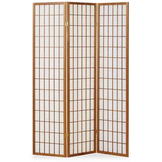 Homestyle4u Paravent Raumteiler 3 4 5 6 teilig Trennwand Shoji Faltbar Braun - 3 teilig 132 cm x 175 cm
