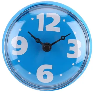 MAGT Badezimmeruhr, wasserdichte Badezimmer Uhr Saugnapf Wanduhr Saugwand Fenster Spiegel Bad Dusche Uhr(Blau)