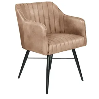 Massivmoebel24 Stuhl Echtleder 54x68x78 beige IRON LABEL 12