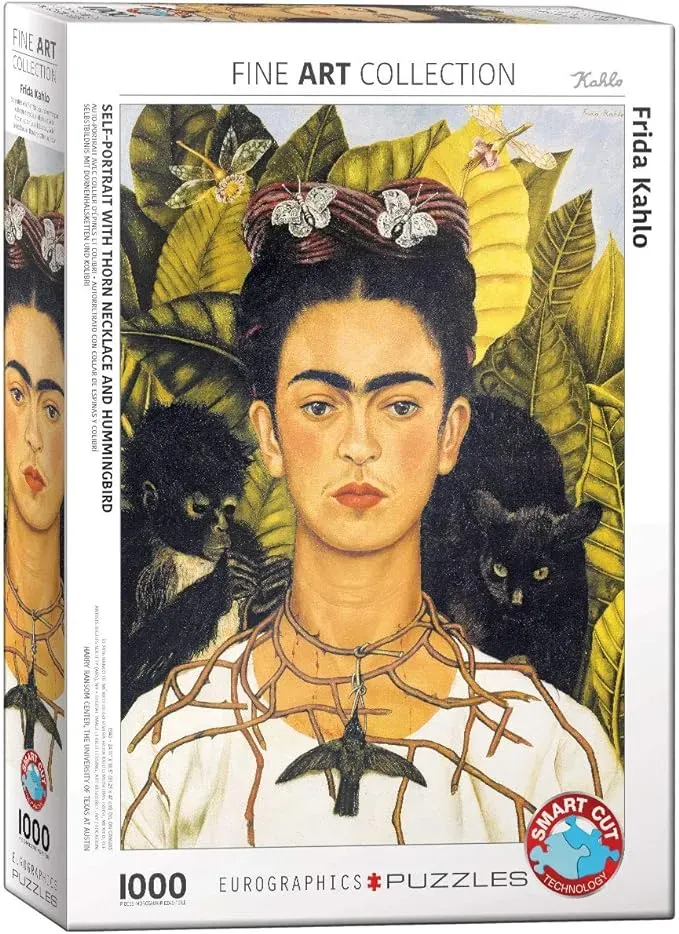 EuroGraphics Puzzle 6000-0802 - Frida Kahlo: Selbstportrait mit Dornen-Halskette und Kolibri [1.000 Teile] | Zustand: Neu & original versiegelt