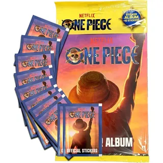 Album mit 10 Booster-Packungen von One Piece, Premium Starter Pack, offizielles Sticker-Album Netflix