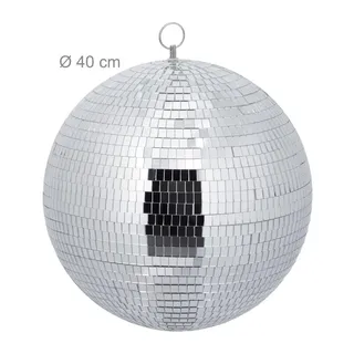 Relaxdays Discokugel, Silber, Textil, Glas, 40x44x40 cm, Dekoration