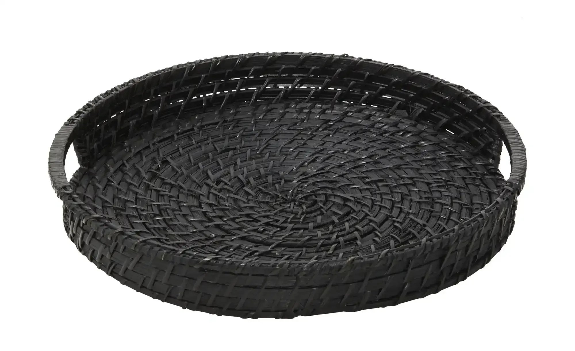 HOME STORY Tablett   ¦ schwarz ¦ Bambus,Rattan ¦ Maße (cm): H: 5  Ø: 36.0