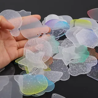HyzaPhix 99 Stück Acryl Schlüsselbund Set, Acryl Schlüsselanhänger Rohlinge mit Loch,Gemischte Farbe Kugelkette, Präzisionspinzette, Acrylic Keychain Blanks Perfekt für DIY Schlüssel Anhänger(A)