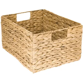 HMF Aufbewahrungskorb faltbarer Korb geflochten aus Wasserhyazinthe Seegras 36 x 28 x 20 cm beige