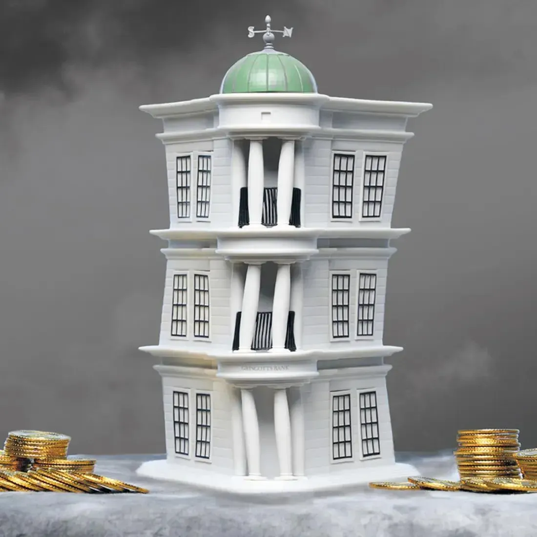 Harry Potter Spardose Gringotts Bank: transparente Rückseite, Spiralen für Münzen