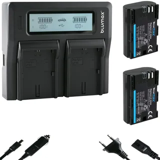 2X Blumax Akku kompatibel mit Canon LP-E6NH [ 2400mAh ] NTC-Sensor & V1-Gehäuse + LCD Dual Charger LP-E6P LP-E6N LP-E6 für Canon EOS R5 II R6 II R7