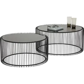 Kare DESIGN Couchtisch Wire Black 79577 2er Set Glas Schwarz