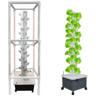 ANYURAN Tower Garden Hydrokultur-Anbausystem, 15 Etagen 45 Löcher Aquaponik-Anbausystem, Gemüsepflanzenturm-Geschenk für Gartenliebhaber,with Light