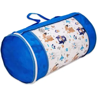 Best For Kids Kindermatratze 70x140 | Kinder Klappmatratze mit Blauem Reisetaschen-Bezug |Baby Matratze 70x140 aus 100% kuschelig weicher Baumwolle |Reisebett-Matratze | Bodenmatratze Kinder Waldtiere