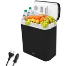 TZS FIRST AUSTRIA Elektrische Kühlbox 24L, Mini-Kühlschrank, 12V /230V Anschluss, 12-V-Stecker fürs Auto, für Camping, Festivals, Reisen, mit Kühl- und Warmhaltefunktion schwarz