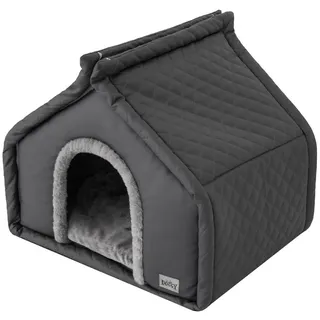 Hobbydog Hundehütte Hundehöhle Tierbett Diamond aus Ekoleder, faltbar mit weichem Kissen, zusammenklappbar, Fleece-Kissen, 3 Größen R2 52x42x47cm