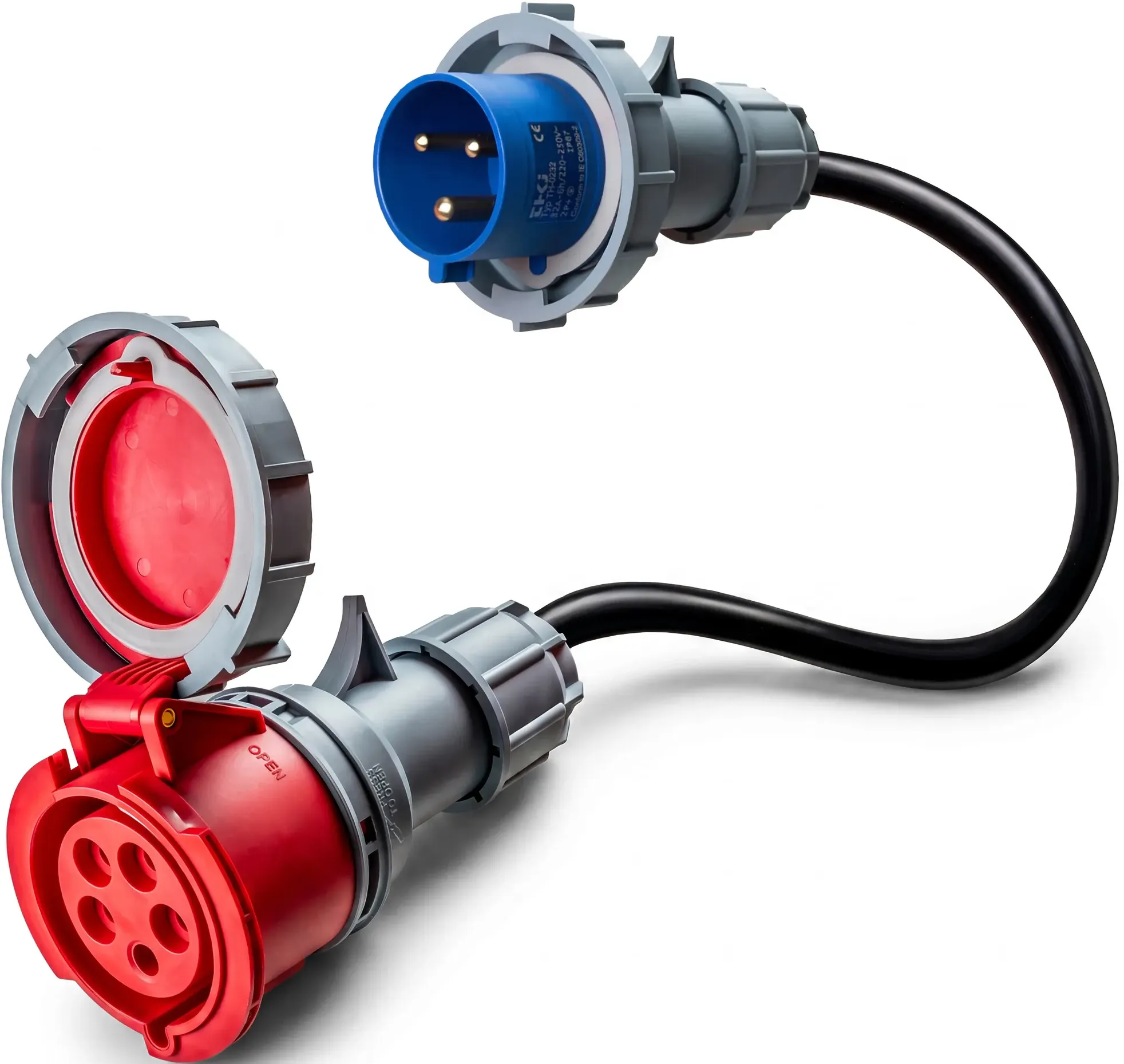 Voldt® 16A 5-polig auf 32A 3-polig CEE-Adapter |