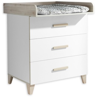 Stella Trading Mid.you Wickelkommode Weiß / Aurum Optik - Vielseitiger Wickeltisch mit viel Stauraum - 90 x 107 x 78 cm Babymöbel, Wickelkommoden Zubehör, Wickelkommoden