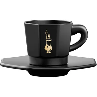Bialetti Espressotasse, Set 8- tlg.), 4 Tassen, 4 Untertassen, schwarz