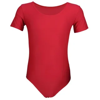 Aquarti Mädchen Kurzarm Ballettanzug Einfarbig, Farbe: Rot, Größe: 152 - 152