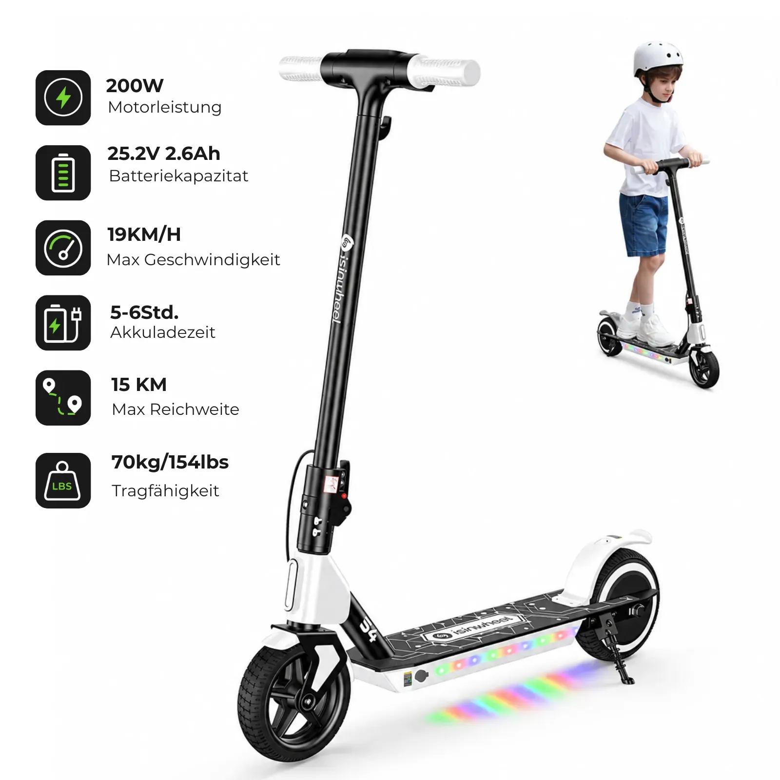 isinwheel S7/S4/MiniSpider Elektroroller für Kinder und Jugendliche (Höhenverstellbar)