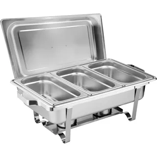 morleos Speisewärmer Chafing-Dish 3x 1/3 GN 65 mm aus Edelstahl Warmhaltebehälter Essen Wärmebehälter für Speisen Buffetwärmer Event Catering-Zubehör Buffet