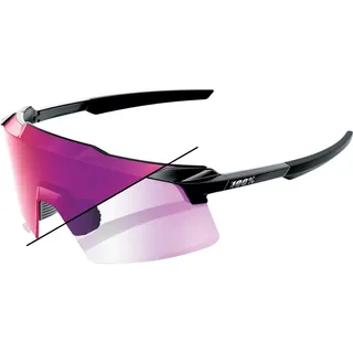 100%, Unisex, Sportbrille, AEROCRAFT Gloss Black - Purple Mirror Photochromic Lens (Gloss Black, Purple Mirror), Schwarz, Violett