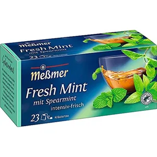 Meßmer Fresh Mint mit Spearmint | 23 Teebeutel | Intensiv-frisch | Vegan | Glutenfrei | Laktosefrei