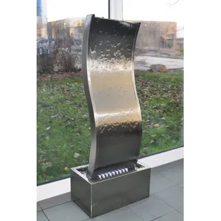 Köhko Wasserwand ca. 97 cm in Wellenform aus Edelstahl Wasserspiel LED-Beleuchtung