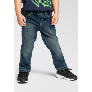 KIDSWORLD Schlupfjeans, Stretch-Jeans für kleine Jungen bequeme Passform, gerade Beinform, mit Gummizug im Bund blau 146