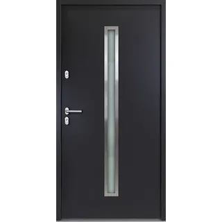 kuporta Haustür Nebeneingangstür Nele 100x200cm DIN links – Kellertür aus massivem Stahl mit Tresorbolzen, Wärmedämmfüllung, verstellbaren Bändern und Aushebelsicherung - Anthrazit | ohne Drücker