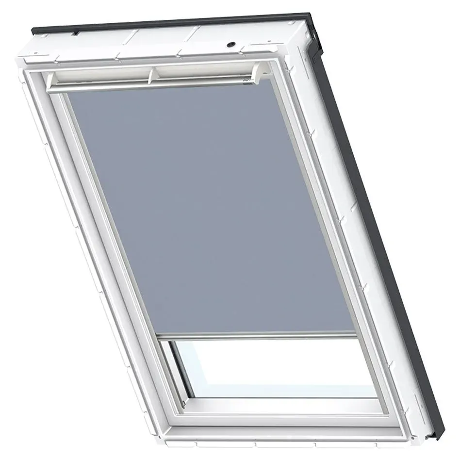VELUX Sichtschutzrollo Uni Blau 9050, MK04, GGU,Haltekrallen,Manuell,VELUX