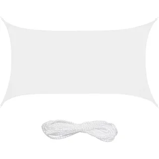Relaxdays Sonnensegel, 2 x 4 m, wasserabweisend, Polyester, Spannseile, Segeltuch rechteckig, Garten, Balkon, weiß