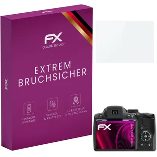 atFoliX Glasfolie kompatibel mit Nikon Coolpix P500 Displayfolie, 9H Hybrid-Glass FX Schutzpanzer Folie
