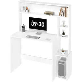 EUGAD Schreibtisch, Computertisch mit Regal, Gamingtisch mit Stauraum, für Home Office Büro Wohnzimmer - Weiß