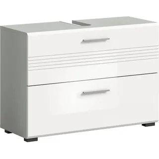 WELLTIME Waschbeckenunterschrank »Calcio, Breite 80 cm, 2 Schubkästen, davon einer geteilt,«, MDF Front, Badschrank, Bad-Möbel, Badezimmer, grau