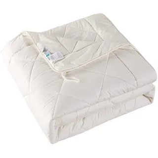 Homescapes Schafwolldecke 135 x 200 cm - Schwere Bettdecke Herbst/Winter mit Wollfüllung