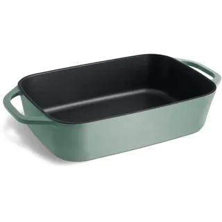 Springlane Gusseisen Auflaufform Mint 4L, Emaillierte Lasagneform 39,2x21,2cm, Robuster Bräter für Ofen & Grill, Perfekt für Aufläufe & Gratins, Gleichmäßige Hitzeverteilung