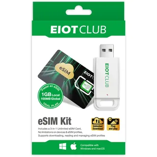EIOTCLUB Physische eSIM-Karte & Kartenleser– Macht Ihr Smartphones eSIM-fähig, Unbegrenzte eSIM-Profil-Downloads, Daten-Roaming in in 200+ Ländern, Für Android, iPhone, Tablets, Laptops