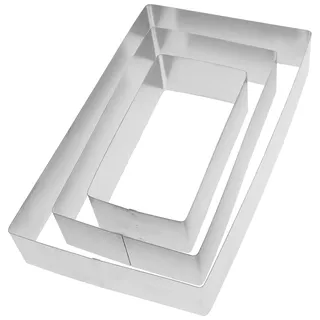 Cabilock 3 Stücke Backrahmen Rechteckig Edelstahl Backring Kuchenform Ausstecher Eckige Backform Tortenring Kuchenring Ausstechform für Keks Gebäck Plätzchen