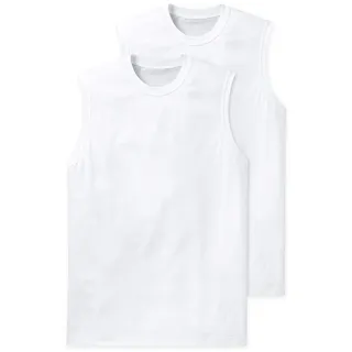 SCHIESSER Herren Unterhemden, 2er Pack - "Essentials", Muscleshirt, Rundhals, Baumwolle, Weiß L