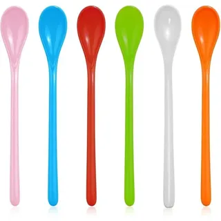 6 Stück Plastiklöffel Langer Stiel, Plastiklöffel Lang Mehrweg, Lange Eierlöffel Kunststoff, Eislöffel Lang, Marmeladenlöffel Lang, Cocktail Löffel