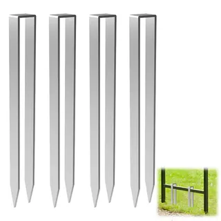 FUFRE 4er Set U-förmige Erdanker für Rosenbogen, Silber, Edelstahl