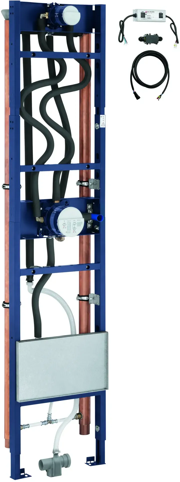Rapido Duschrahmen Duo Heat Recovery+ 105786, Element für DUO Brausen Unterputz-Installationen, für Brauseninstallationen mit einer Handbrause und einer Duo Kopfbrause, mit System zur Wärmerückgewinnung aus Abwasser, zwei Wärmetauscher
