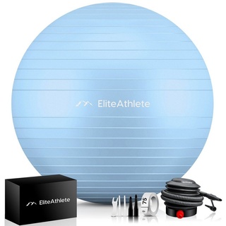 EliteAthlete EliteAthlete® Gymnastikball Sitzball Büro ergonomisch mit Anti Burst System - Fitness Yoga Pilates Schwangerschaft - Schwangerschaftsball Fitnessball Yogaball - Yoga Ball inkl. Luftpumpe - Frosty 55cm