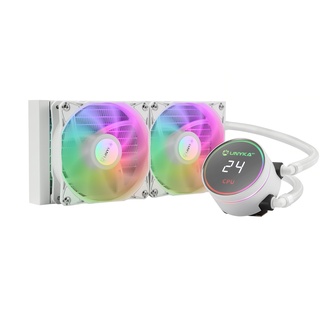 UNYKAch AQUASTORM White 240 CPU-Flüssigkühlung, Display zur Steuerung der CPU-Temperatur und zwei RGB-Lüfter mit PWM-Sensor