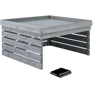 Tectake tectake® Rasenmäher-Roboter-Garage , gebeizte Kiefernlatten, wetterfest, Dach zum Bepflanzen, 84 x 78 x 46 cm